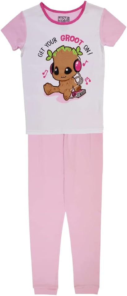 Marvel Girls' Groot 2-Piece Snug-Fit Cotton Pajama Set