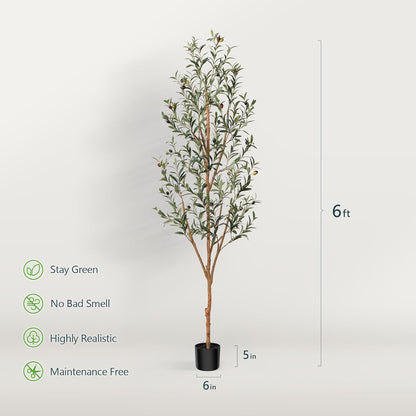 Kazeila Artificial Olive Tree 6FT Tall Faux Silk Plant