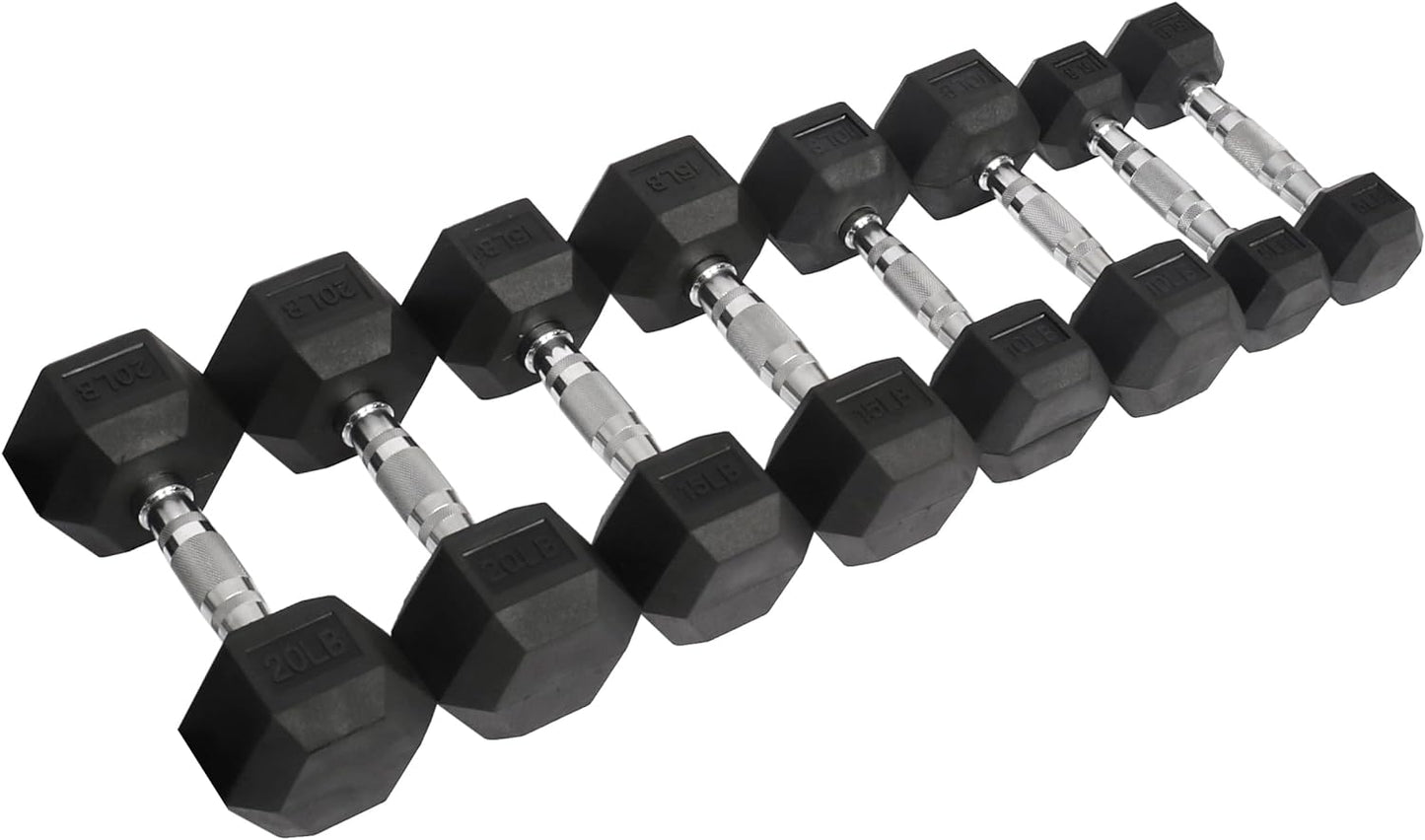 Signature Fitness Rubber Encased Hex Dumbbell