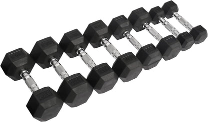 Signature Fitness Rubber Encased Hex Dumbbell