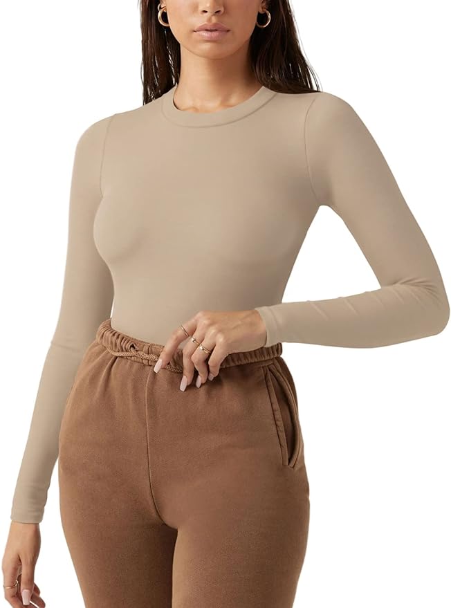 Women's Fall Fashion Crew Neck Double Lined Long Sleeve