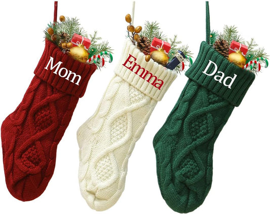Personalized Christmas Stocking 18” Large Knitted Xmas Stocking