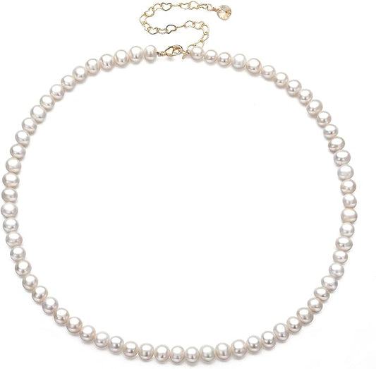 Natural Freshwater Pearl Necklace, Adjustable 18-Inch Strand