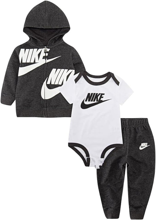 Nike Baby Boys Full Zip Hoodie, Short Sleeve Bodysuit & Pants 3 Piece Set