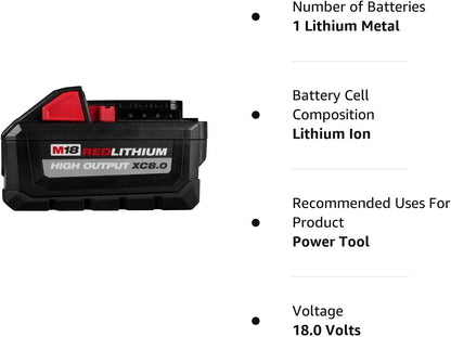 Milwaukee 48-11-1880 M18 REDLITHIUM HIGH OUTPUT 18v 8.0 Ah Lithium-Ion Battery Pack