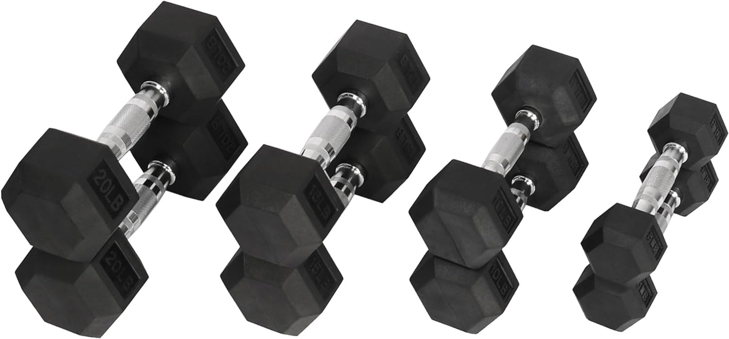 Signature Fitness Rubber Encased Hex Dumbbell