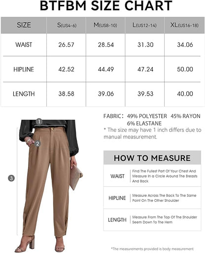 Women's 2023 Casual Button Down Pants Elastic High Waist