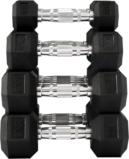 Signature Fitness Rubber Encased Hex Dumbbell