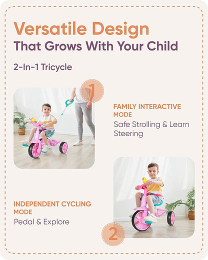 KRIDDO 2 in 1 Kids Tricycles