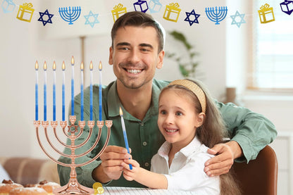 Dripless Deluxe Tapered Pastel, Blue and White Decorations, Hanukkah Menorah Candles