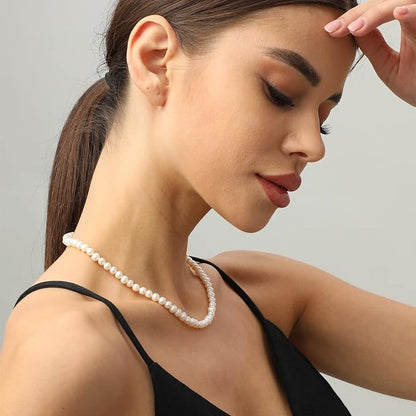 Natural Freshwater Pearl Necklace, Adjustable 18-Inch Strand