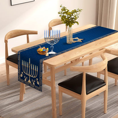 Hanukkah Table Runner Chanukah Menorah Star of David Jewish