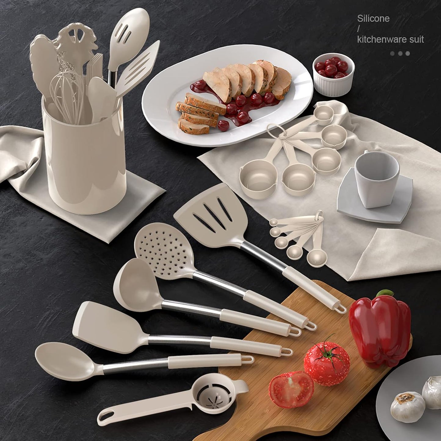 Large Silicone Cooking Utensils Set - Heat Resistant Kitchen Utensils