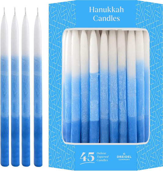 Dripless Deluxe Tapered Pastel, Blue and White Decorations, Hanukkah Menorah Candles