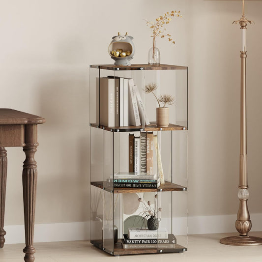 3 Tier Display Cabinet, Book Shelf with Acrylic and Wood