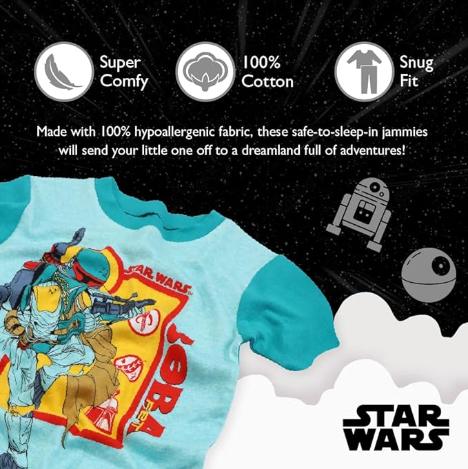 STAR WARS Boys' 2-Piece Snug-fit Cotton Pajamas Set