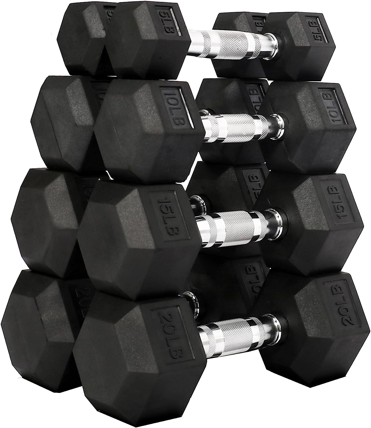 Signature Fitness Rubber Encased Hex Dumbbell