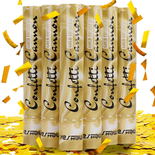 Confetti Cannon Party Poppers Gold,(6 pack)
