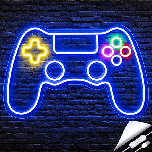 Kavaas Gamer Neon Sign, Game Controller Neon Sign for Gamer Room Decor