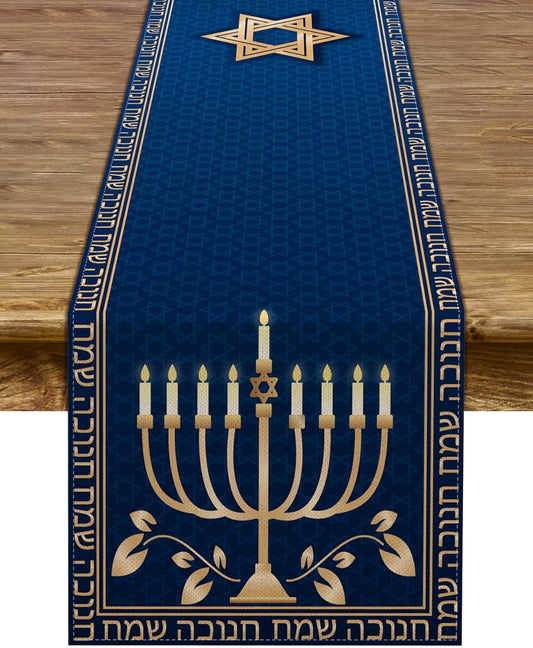 Hanukkah Table Runner Chanukah Menorah Star of David Jewish