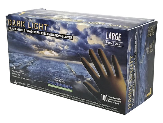 Adenna Dark Light 9 mil Nitrile Powder Free Exam Gloves (Black)