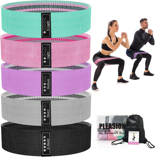 Fabric Resistance Bands for Working Out, 5 Levels Bands