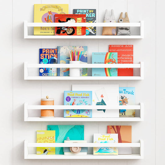 Forbena 24 Inch Wall Bookshelf for Kids Bedroom Set of 4