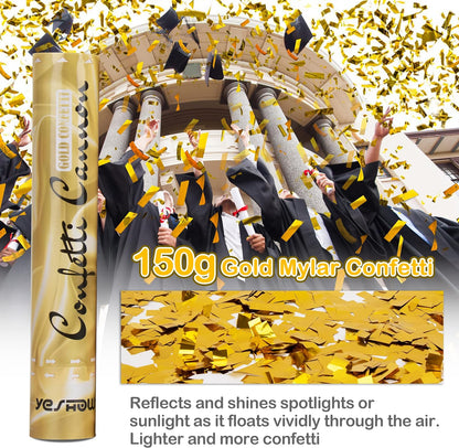 Confetti Cannon Party Poppers Gold,(6 pack)